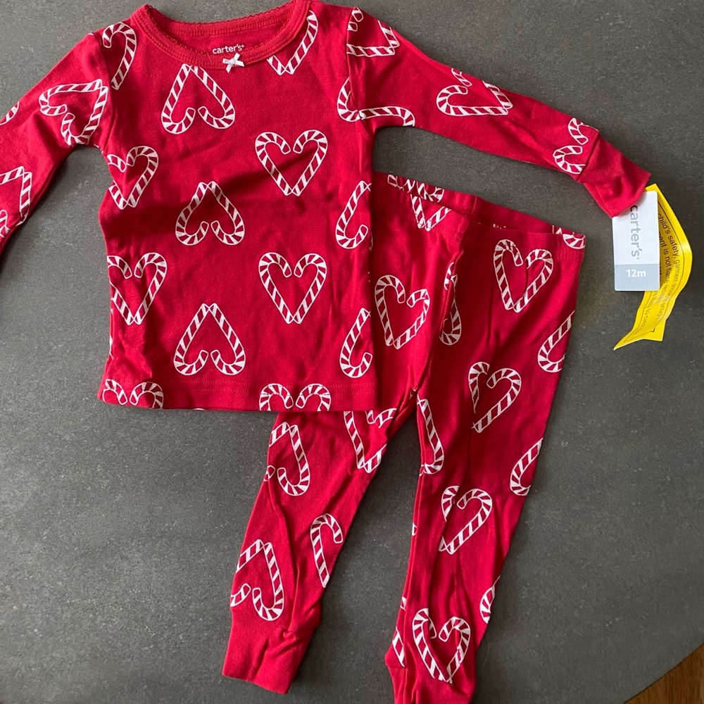 NWT Carter’s Christmas Candy Cane Pajamas | 12M